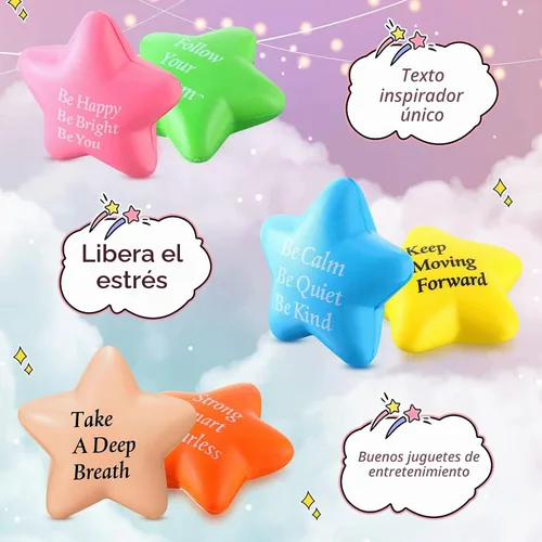 Vista 6 de Leyndo 100 bolas de espuma de estrella a granel con cita motivacional