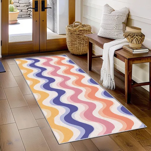Vista 9 de Black and White Striped Runner Rug 2x4 Small - Hallway Runner Rug Stripe Pattern, Non Slip, Washable, Black and White Striped Home Decor Carpet for