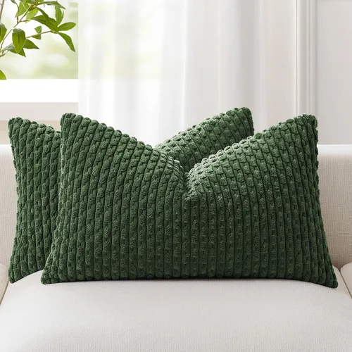 Vista 48 de Kevin Textile - Juego de 2 fundas de almohada de pana suave de 16 x 16 pulgadas, color verde aguamarina Fundas de almohada decorativas de pana