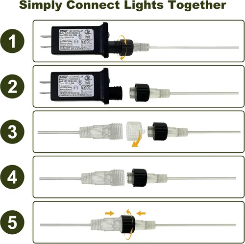 Vista 7 de Paquete de 2 tiras de luces de Navidad conectables, multicolor, 210 pies, 600 luces LED de Navidad para exteriores/interiores, luces de árbol