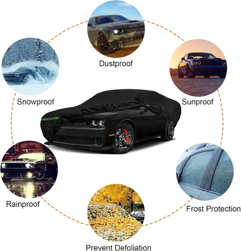 Vista 6 de Cubiertas de coche impermeables para todo tipo de clima, reemplazo para Dodge Challenger 2008-2025, 6 capas, fundas personalizadas para exteriores