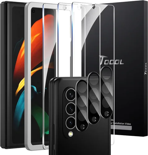 Vista 13 de TOCOL Paquete de 4 protectores de pantalla para iPhone 13 Pro Max, 2 protectores de pantalla de vidrio templado de privacidad + 2 protectores