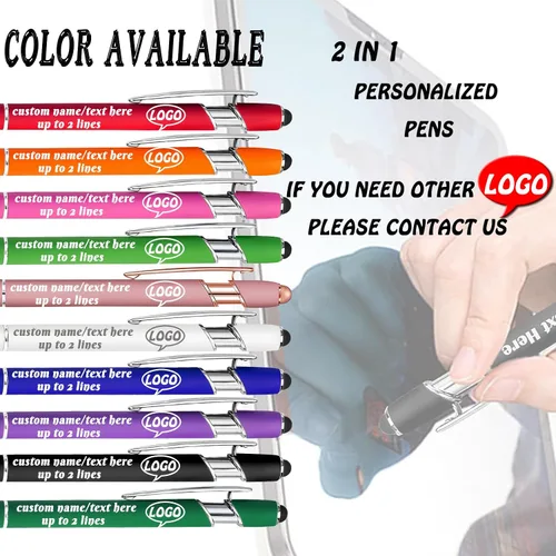 Vista 4 de Bolígrafos personalizados personalizados con nombre de flor de nacimiento a granel, bolígrafo grabado personalizado con lápiz capacitivo, logotipo