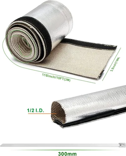 Vista 5 de Funda de protección térmica para cables, línea de combustible, envoltura térmica, funda térmica automotriz para la máxima protección térmica