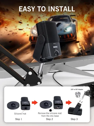 Vista 2 de SUNMON Rode NT-USB Mic Boom Arm - Brazo de micrófono para RODE NT-USB/NT-USB+/NT-USB Mini y la mayoría de micrófonos, soporte de brazo de tijera