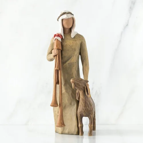 Vista 2 de Willow Tree Zampognaro (Pastor con Gaita), Un Regalo de Pastor, una Melodía Alegre, proclamando Las Noticias Expande y Eleva tu Colección