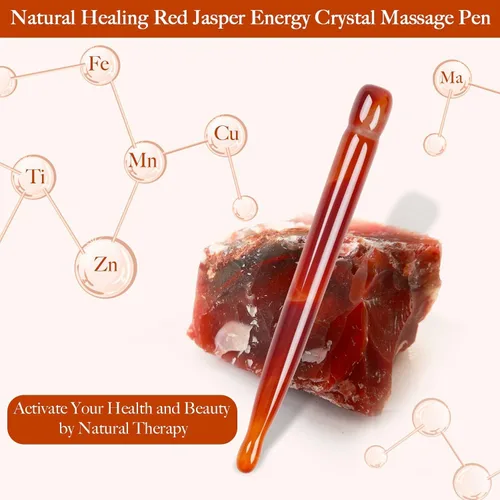 Vista 4 de Herramienta de masaje manual de ágata roja con punta de gatillo de jade para masaje de punta de presión de reflexología, herramienta para masaje