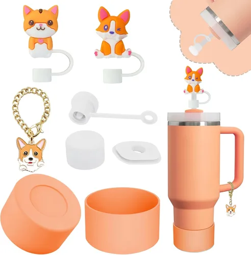 Vista 18 de Juego de accesorios para Stanley Cup, incluye 2 fundas para pajita de 0.4 pulgadas, 1 juego de tapón de silicona a prueba de derrames (juego de 3)