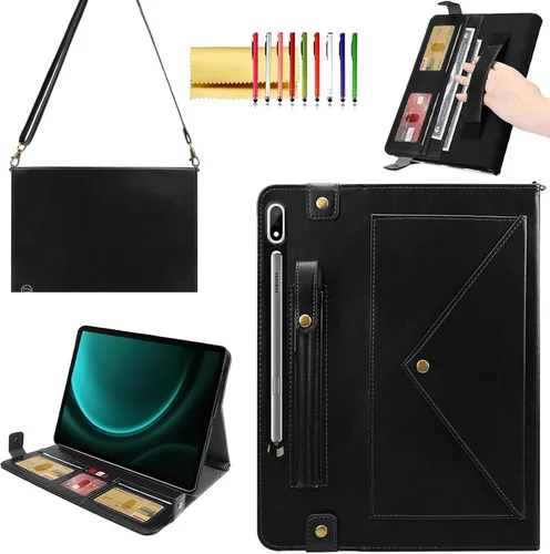 Vista 89 de Bolso Funda para Samsung Galaxy Tab S10 FE/S9 FE 10.9"/S9/S8/S7 11", Techcircle Folio con Soporte Cruzado, Billetera con Ranura para Lápiz S Pen