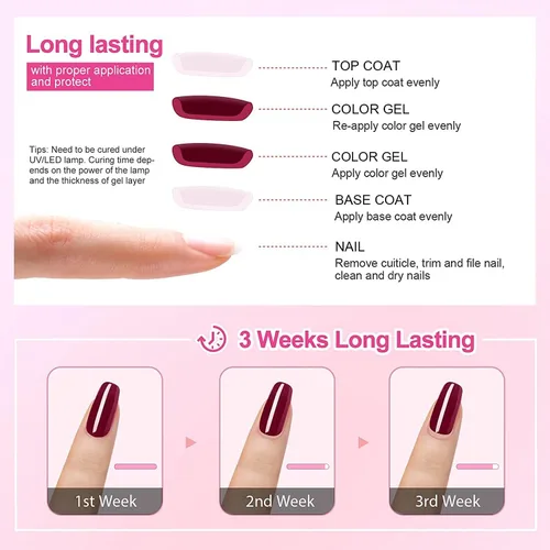 Vista 7 de Vishine Esmalte de uñas de gel French Rose – 0.54 onzas fluidas (0.54 onzas líquidas), color rosa nude, esmalte de gel translúcido para remojar