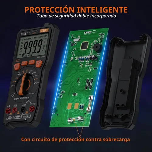 Vista 5 de Proster Multímetro Digital 6000 Count - TRMS Voltímetro Multímetro Digital de Rango Automático Probador, Detector NCV Medidor de Corriente y Voltaje