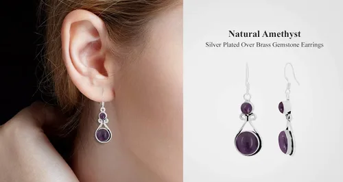 Vista 4 de Pendientes colgantes hechos a mano con piedras preciosas naturales 925, Gema, Gema