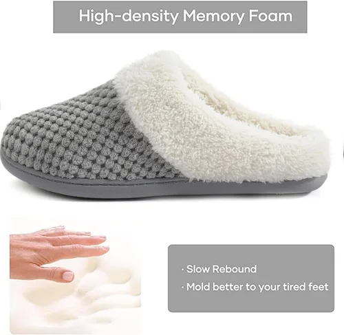 Vista 3 de ULTRAIDEAS - Pantuflas de lana y vellón, cómodas para mujer, espuma viscoelástica, de meter, para interiores y exteriores
