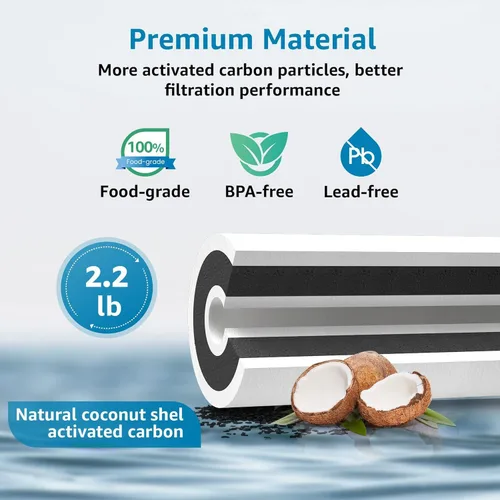 Vista 5 de AQUA CREST FXHTC - Filtro de agua para toda la casa de 5 micrones, 10 x 4.5 pulgadas, repuesto para GE® FXHTC, GXWH40L, fontanero americano W10-PR