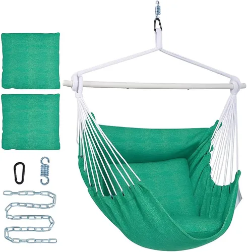 Vista 12 de Backyard Expressions Silla Hamaca Colgante con Cojines y Kit para Colgar – Capacidad de 500 lb, Tela de Mezcla de Algodón, para Uso