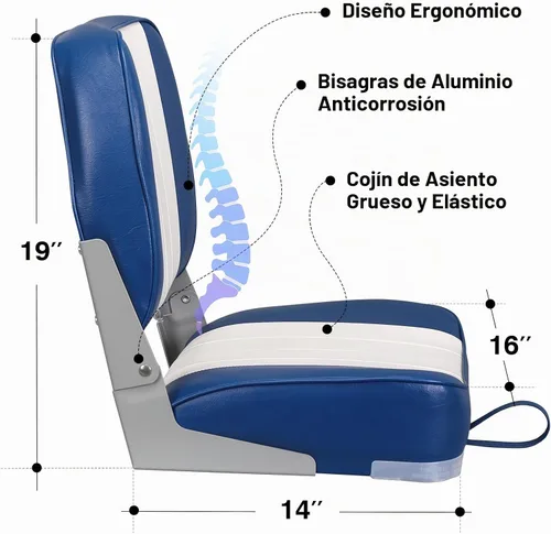 Vista 3 de Asiento de bote plegable Leader Accessories A-azul/blanco