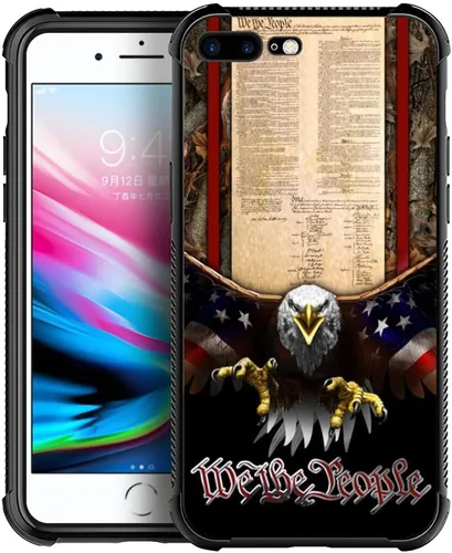 Vista 26 de DJSOK Funda compatible con iPhone 7/8 Plus, diseño con patrón de parachoques trasero, esquinas reforzadas antiarañazos, caver de TPU suave, fundas