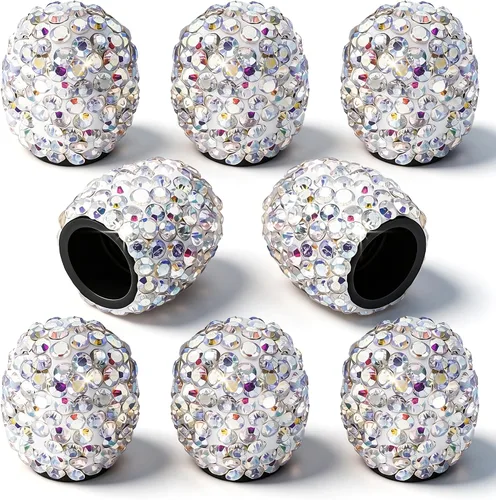 Vista 33 de 4 tapas de válvula de vástago de neumático de diamantes de cristal brillante, a prueba de polvo, tapas universales para válvulas de neumáticos