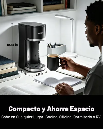Vista 7 de SHARDOR Mini cafetera de una sola porción para cápsulas K-Cup y molidos