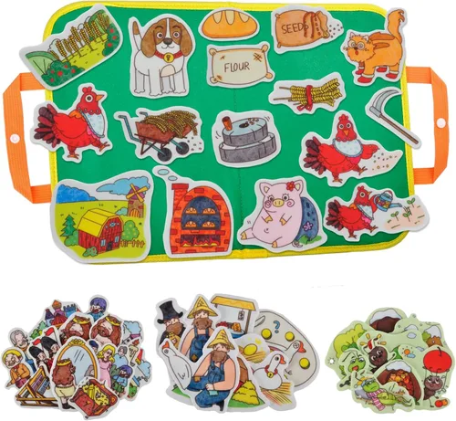 Vista 14 de CHEFAN Juego de Historias de Tablero de Felpa/Flanela de 4 Piezas, Piezas de Felpa PRECORTADAS para Tiempo de Círculo de Preescolares y Pequeños