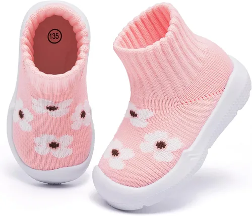 Vista 2 de MORENDL - Zapatos tipo calcetín para niños pequeños, zapatos de caminar para bebés, zapatillas antideslizantes para niños y niñas