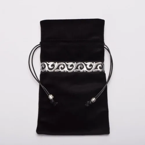 Vista 4 de BLESSUME Mantel de tarot de altar adivinación Wicca cuadrado de terciopelo con bolsa de tarot negro