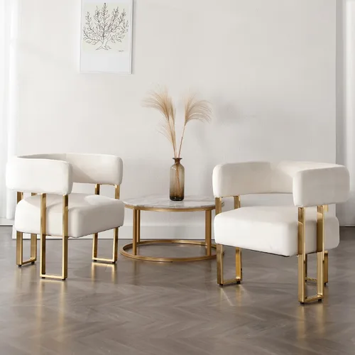 Vista 14 de Silla de acento barril para sala de estar con patas de metal dorado, silla lateral de terciopelo suave tapizada para dormitorio, sillón de lectura