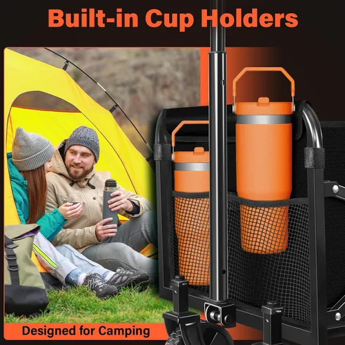 Vista 9 de Carritos con ruedas plegables colapsables: vagón de compras plegable de 360LBS portátil de alta resistencia para compras y camping - Vagón