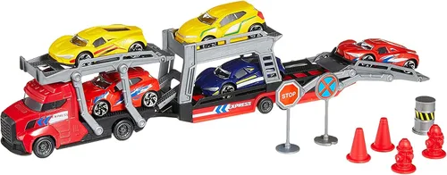 Vista 4 de DICKIE TOYS Transporter Set con 5 coches fundidos, multicolor