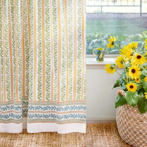 Vista 13 de Panel de cortina transparente blanco y dorado con alzapaños, 100% gasa de algodón, con pestaña superior o bolsillo para barra para decoración