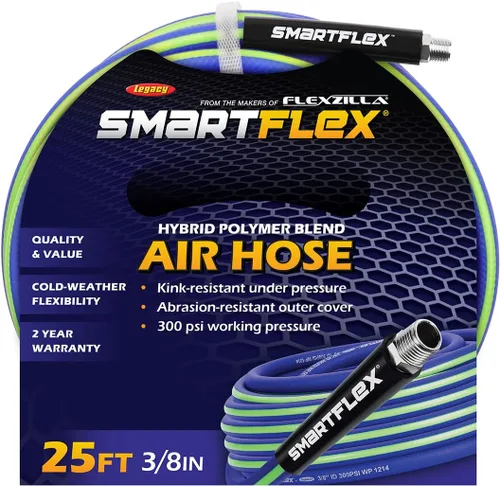 Vista 2 de SmartFlex Manguera de aire, 3/8 pulg x 25 pies, híbrida, azul - HSF3825BL2