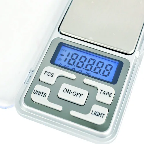 Vista 3 de Báscula digital de bolsillo para joyería, 17.64 oz, 0.00 oz, precisión con pantalla LCD retroiluminada, báscula portátil de mini gramos, pequeña