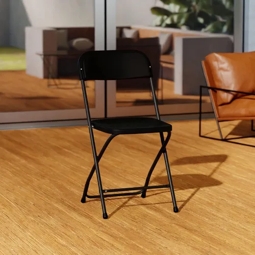 Vista 2 de Juego de 10 sillas plegables con textura y contorno negro