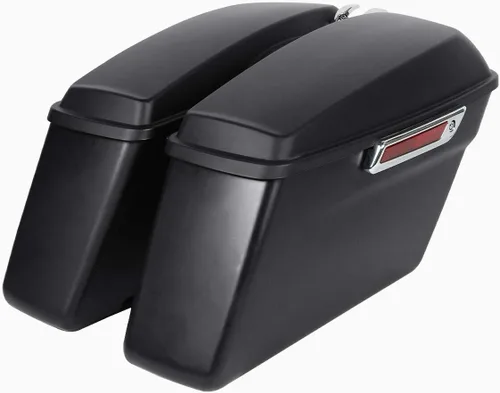 Vista 3 de Green-L Alforjas duras de color negro mate para Harley Touring Road King Street Glide Electra Ultra 2014-2024 Mate negro