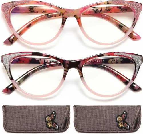 Vista 9 de Gafas de lectura de ojo de gato para mujer, anteojos, lectores de luz azul para mujer, gafas de computadora, gafas de sol, marco de brillo elegante