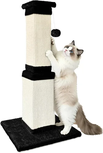 Vista 8 de AGYM Rascador para gatos, rascador para gatos de 32 pulgadas con percha de felpa grande, sisal y poste rascador de alfombra, postes verticales