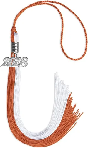 Vista 220 de Endea Graduation Borla de doble color con gota de fecha plateada (negro/oro antiguo, 2025)