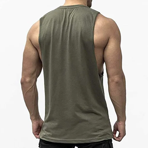 Vista 2 de Camisetas sin mangas de entrenamiento para hombre, camisetas sin mangas de algodón para gimnasio, culturismo, fitness, atletismo, camisetas sin