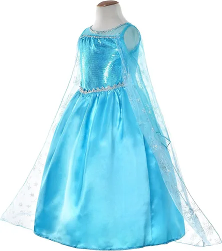 Vista 4 de Princess Dress Up Costumes For Little Girls Birthday Party with Wig,Crown,Mace,Gloves Accessories 3-10 Years