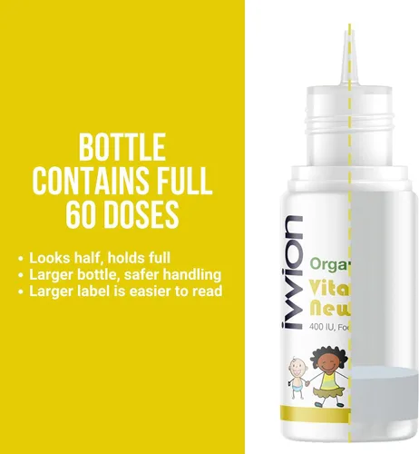 Vista 3 de Vegano orgánico 400IU, vitamina D3, 60 gotas – Gota para bebés y niños pequeños USDA orgánico, sin OMG, a base de plantas, sin aditivos ni