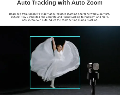 Vista 8 de OBSBOT Tiny 2 Cámara web PTZ 4K alimentada por IA 1/1.5 "CMOS 4 veces más rápido enfoque USB 3.0 10 veces más rápido transmisión de datos control