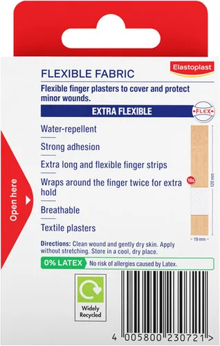Vista 3 de Elastoplast Yesos extraflexibles para dedos (16 piezas), yesos flexibles y duraderos para dedos, yesos de tela elástica, yesos impermeables