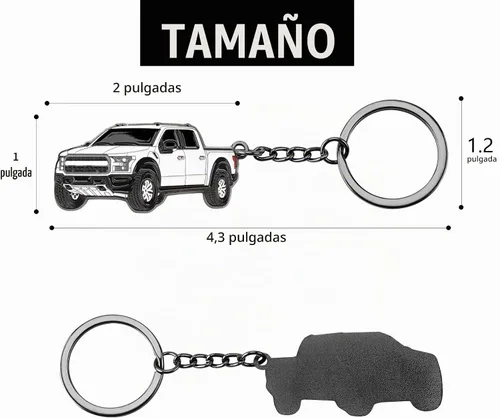 Vista 3 de Llavero de Coche para Ford F150 Accesorios Llavero de Metal Modelo 3D Camioneta Pickup (Azul)