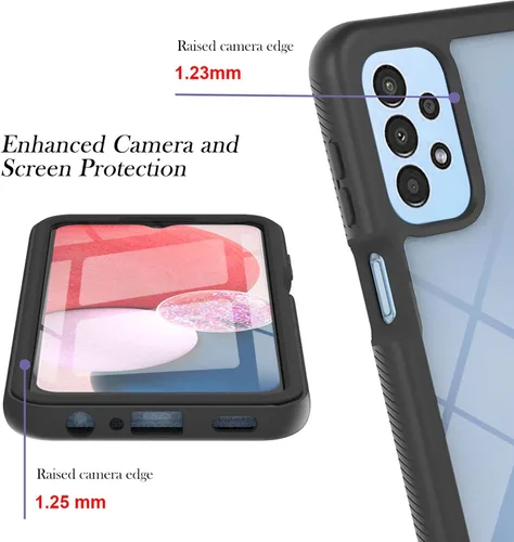 Vista 5 de Funda para Samsung Galaxy A13 LTE 4G, Samsung A13 LTE Funda para teléfono con protector de pantalla integrado, cubierta trasera delgada transparente