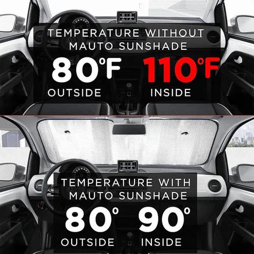 Vista 7 de Parasol personalizado para parabrisas de vehículo, protector de ventana frontal con diseño reflectante, protector contra rayos UV para automóviles