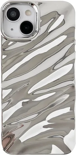 Vista 8 de Caseative - Carcasa para iPhone 13, color negro Patrón de ondulación de agua Forma de onda rizada suave