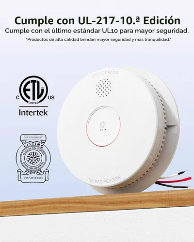 Vista 2 de SITERWELL Detector de humo fotoeléctrico alarma de humo 9V batería