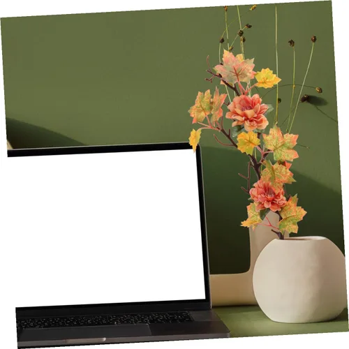 Vista 4 de Toyvian Hojas de arce artificiales, ramas, 2 piezas, decoración de otoño, tallos de hojas de arce artificiales, flores de hojas de arce vívidas