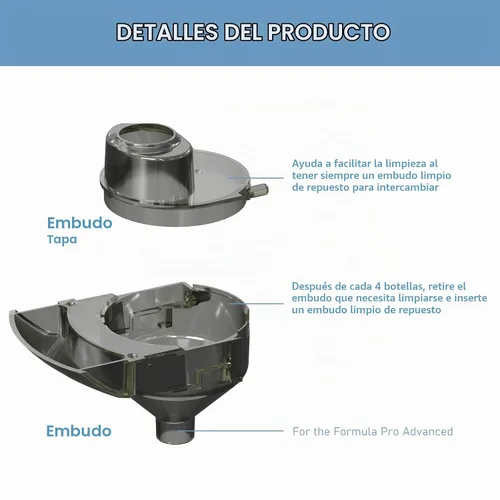 Vista 2 de Dispensador de fórmula para bebés embudo de repuesto compatible con modelos Baby Brezza Formula Pro Advanced y Pro Advanced WiFi, embudo de repuesto