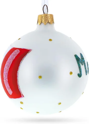 Vista 3 de Bandera de México bola de cristal adorno de Navidad 3.25 pulgadas